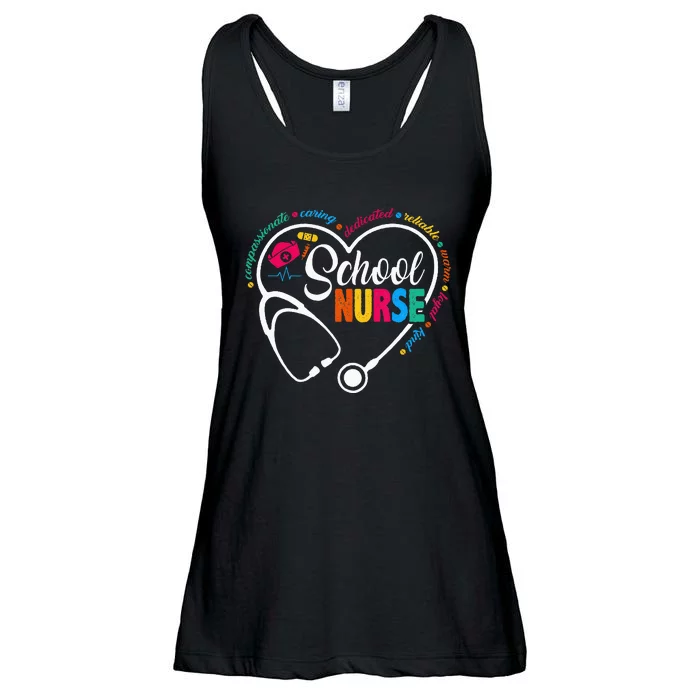 School Nurse Vintage Love Heart Nurse Life Ladies Essential Flowy Tank