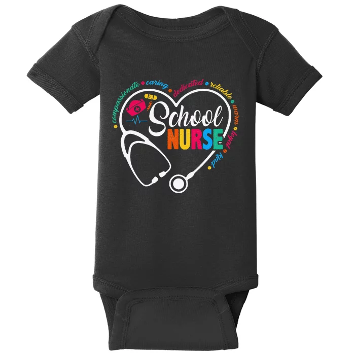 School Nurse Vintage Love Heart Nurse Life Baby Bodysuit