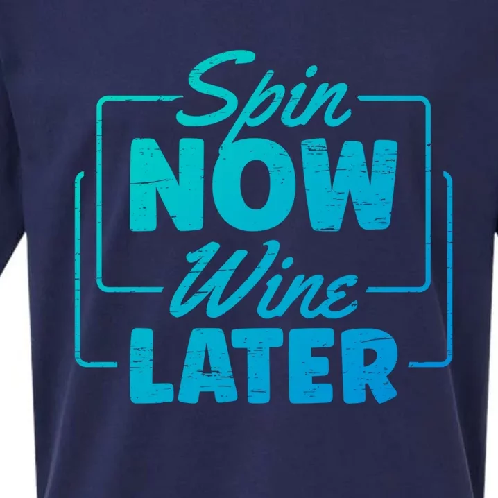 Spin Now Wine Later Indoor Cycling Workout Exercise Cool Gift Sueded Cloud Jersey T-Shirt