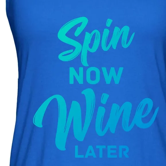 Spin Now Wine Later Spinning Cycling Workout Gift Ladies Essential Flowy Tank