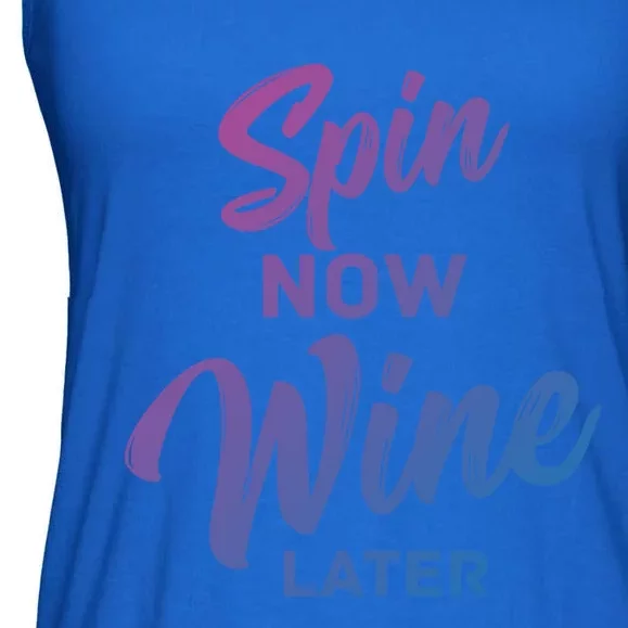 Spin Now Wine Later Spinning Cycling Workout Gift Ladies Essential Flowy Tank