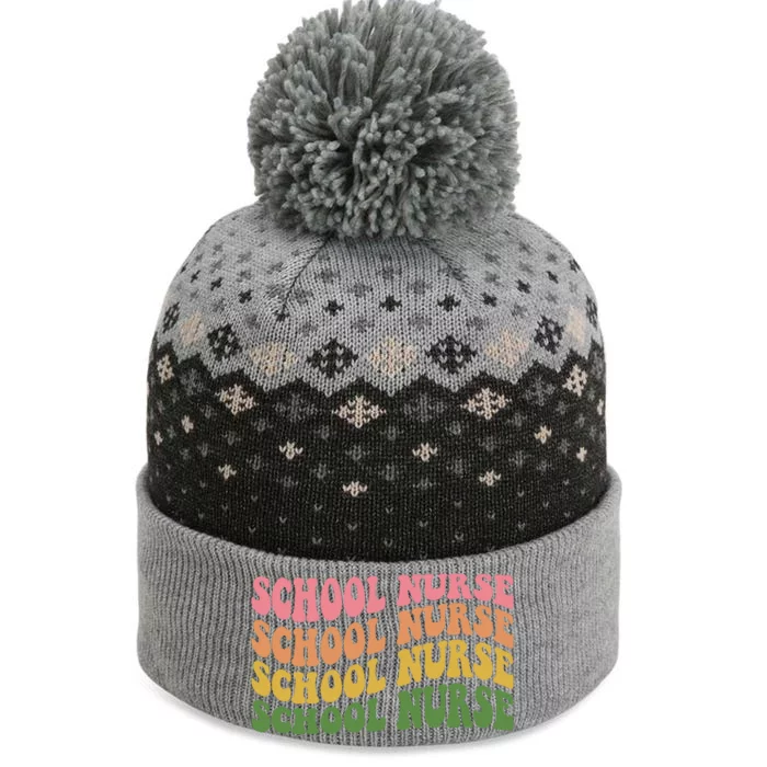 School Nurse Word Mashup The Baniff Cuffed Pom Beanie