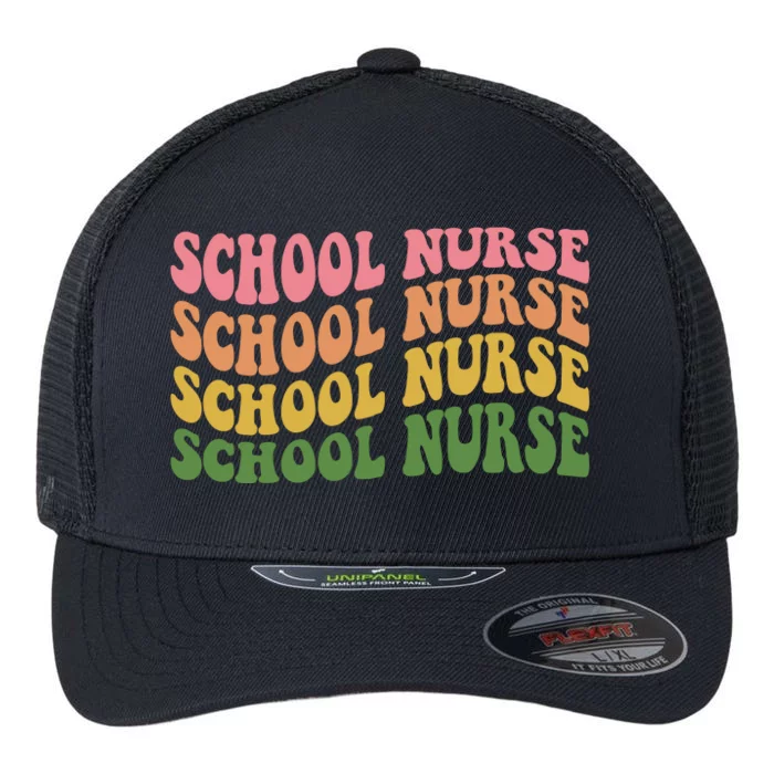 School Nurse Word Mashup Flexfit Unipanel Trucker Cap