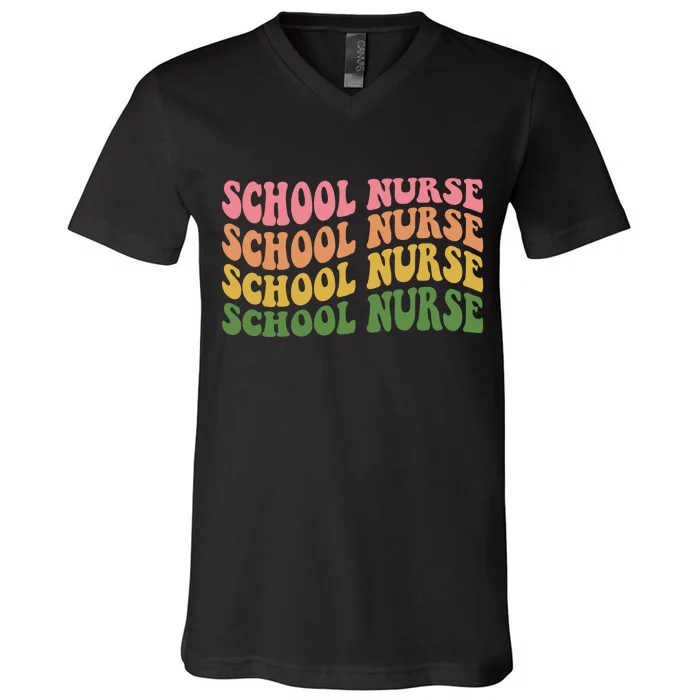 School Nurse Word Mashup V-Neck T-Shirt