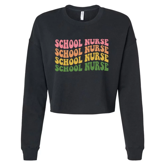 School Nurse Word Mashup Cropped Pullover Crew