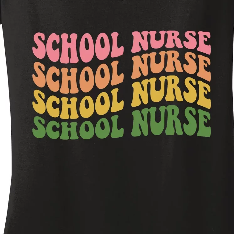 School Nurse Word Mashup Women's V-Neck T-Shirt