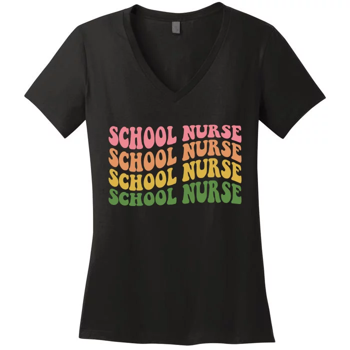 School Nurse Word Mashup Women's V-Neck T-Shirt