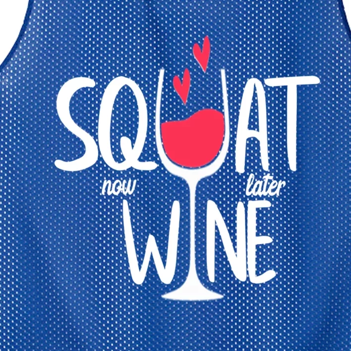 Squat Now Wine Later Funny Wine Gym Exercise Lovers Gift Funny Gift Mesh Reversible Basketball Jersey Tank