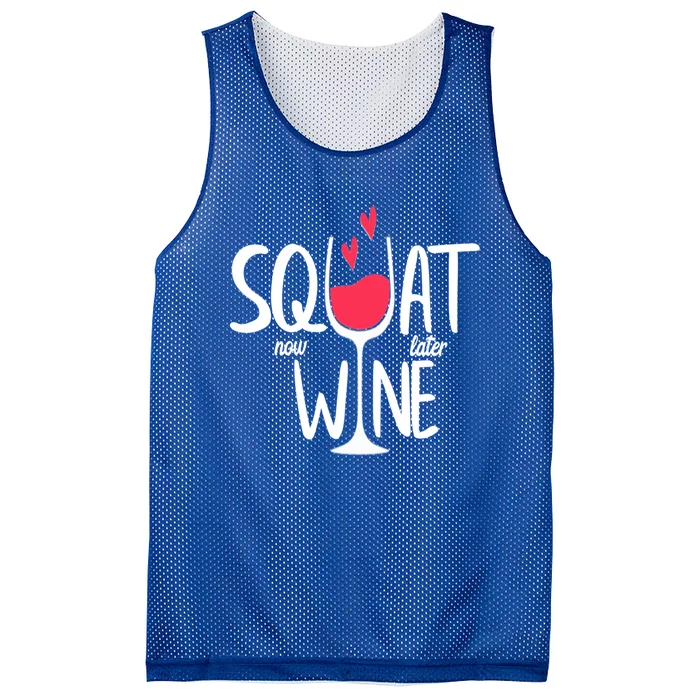 Squat Now Wine Later Funny Wine Gym Exercise Lovers Gift Funny Gift Mesh Reversible Basketball Jersey Tank