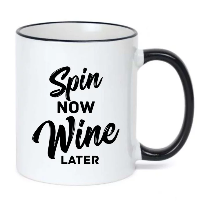 Spin Now Wine Later Gym Class Fitness Workout Humor Gift Black Color Changing Mug