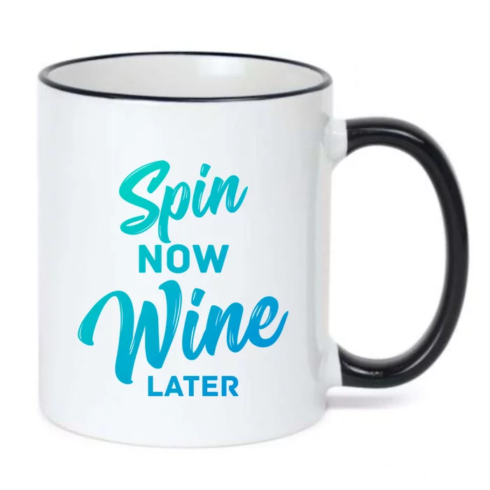 Spin Now Wine Later Gym Class Fitness Workout Humor Gift Black Color Changing Mug