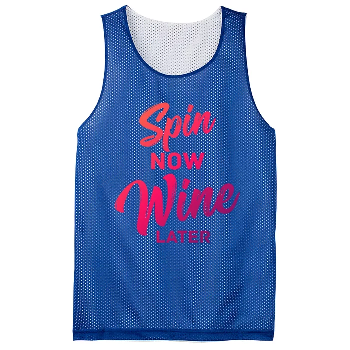 Spin Now Wine Later Gym Class Fitness Workout Humor Gift Mesh Reversible Basketball Jersey Tank