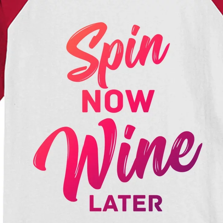 Spin Now Wine Later Gym Class Fitness Workout Humor Gift Kids Colorblock Raglan Jersey