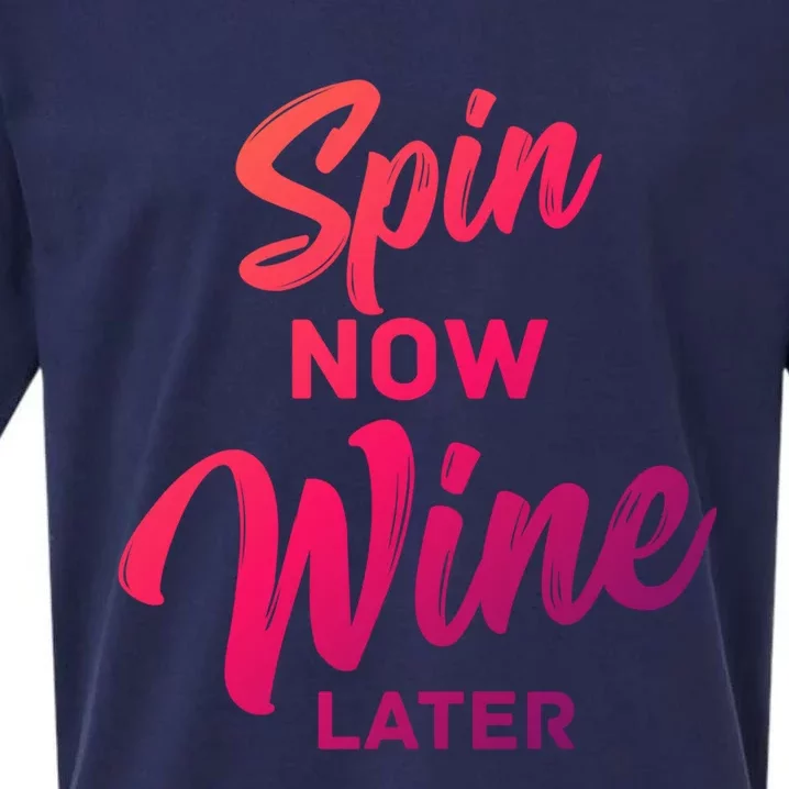 Spin Now Wine Later Gym Class Fitness Workout Humor Gift Sueded Cloud Jersey T-Shirt