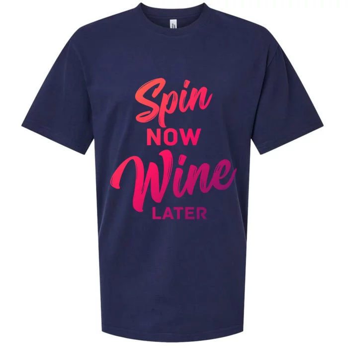 Spin Now Wine Later Gym Class Fitness Workout Humor Gift Sueded Cloud Jersey T-Shirt