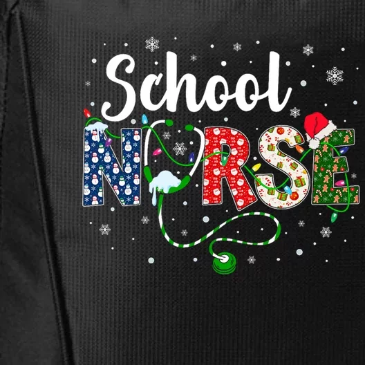 School Nurse Xmas Santa Hat Funny Nurse Christmas Pattern Gift City Backpack