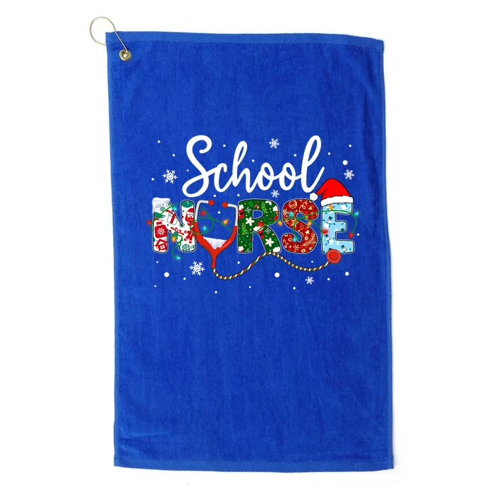 School Nurse Xmas Santa Hat Funny Nurse Christmas Gift Platinum Collection Golf Towel