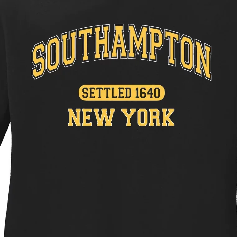 Southampton New York Ny Sports Vintage Yellow Ladies Long Sleeve Shirt