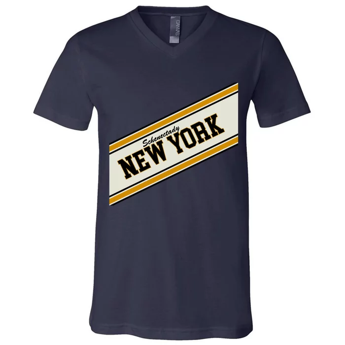 Schenectady New York Varsity Logo V-Neck T-Shirt