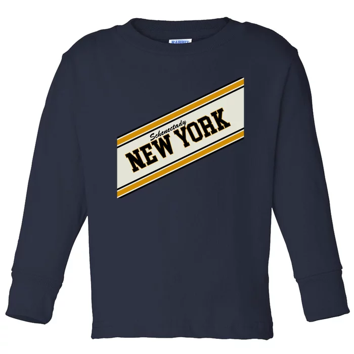 Schenectady New York Varsity Logo Toddler Long Sleeve Shirt