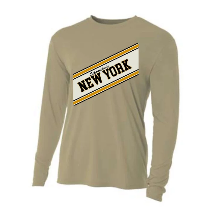 Schenectady New York Varsity Logo Cooling Performance Long Sleeve Crew