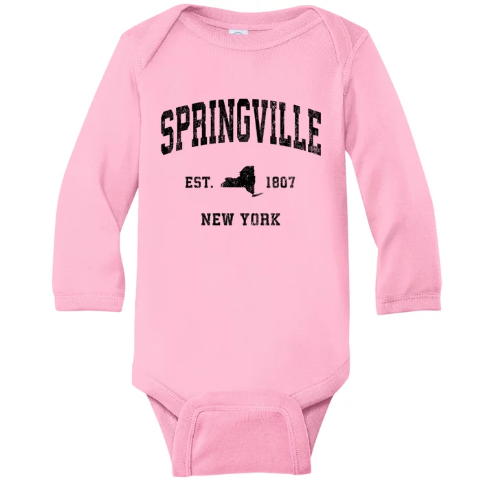 Springville New York Ny Vintage Athletic Baby Long Sleeve Bodysuit