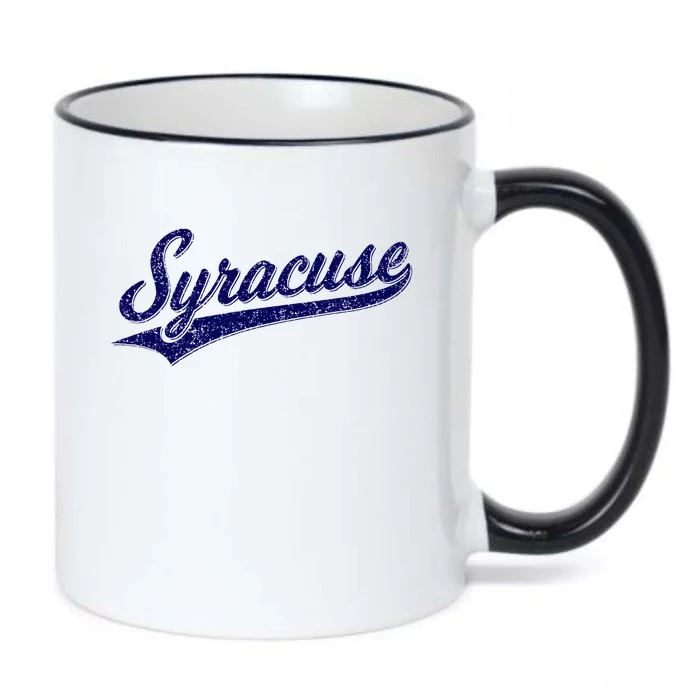 Syracuse New York Varsity Script Classic Sports Jersey Style Black Color Changing Mug