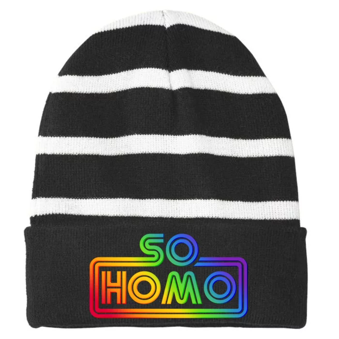 So Homo LGBT Movie Parody Striped Beanie with Solid Band