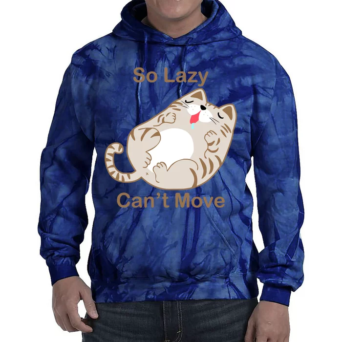 So Lazy Can't Move Funny Fat Cat Tie Dye Hoodie