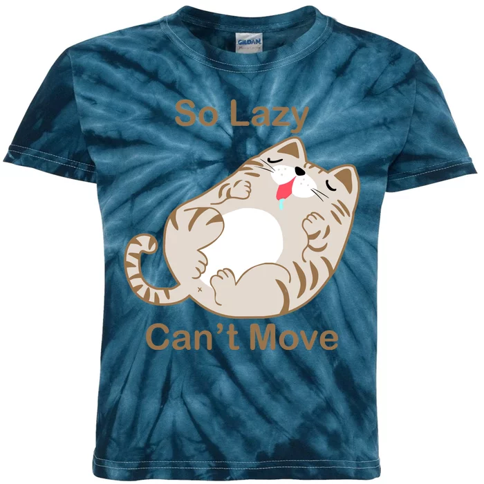 So Lazy Can't Move Funny Fat Cat Kids Tie-Dye T-Shirt