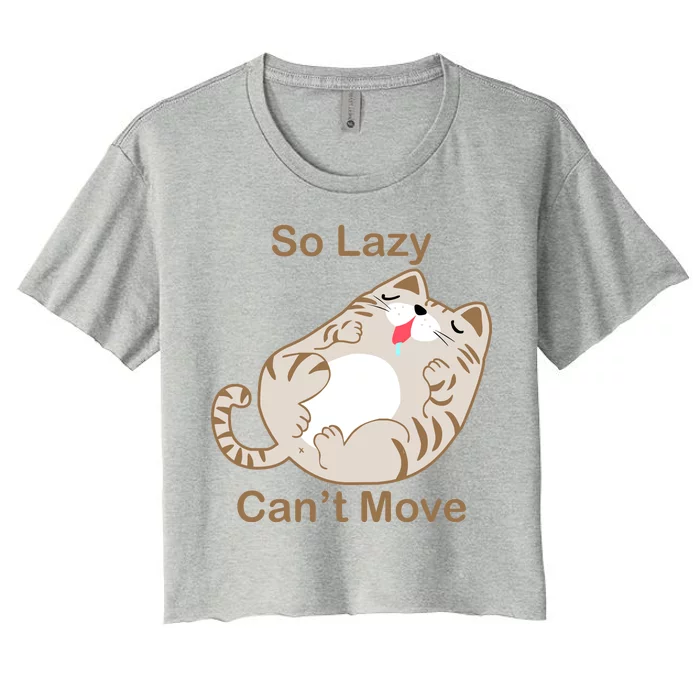 So Lazy Can't Move Funny Fat Cat Women's Crop Top Tee