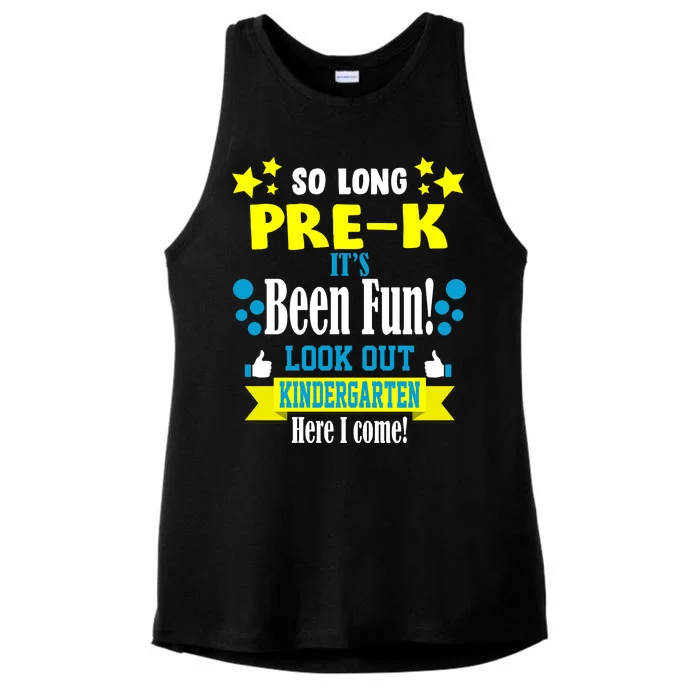 So Long Pre-K It's Been Fun Here I Come Kindergarten Ladies Tri-Blend Wicking Tank