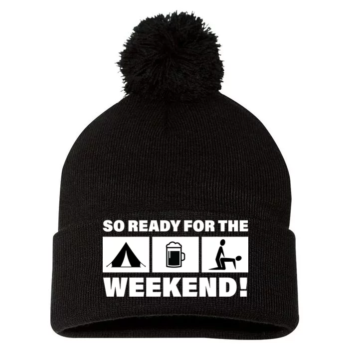 So Ready For The Weekend Camping Beer Pom Pom 12in Knit Beanie