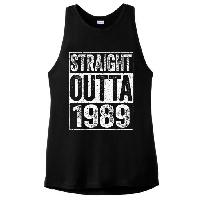 Straight Outta 1989  34th Birthday Ladies Tri-Blend Wicking Tank