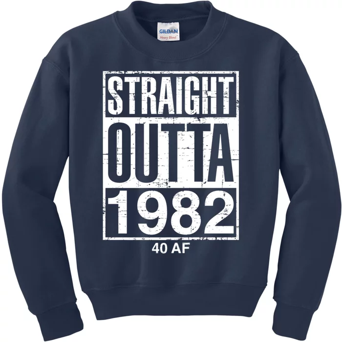 Straight Outta 1982 40 AF Funny Retro 40th Birthday Gag Gift Kids Sweatshirt