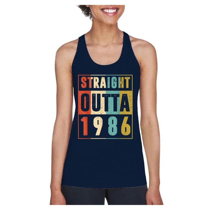 Straight Outta 1986 Shirt 37 Years Old 37th Birthday Retro Women's Racerback Tank