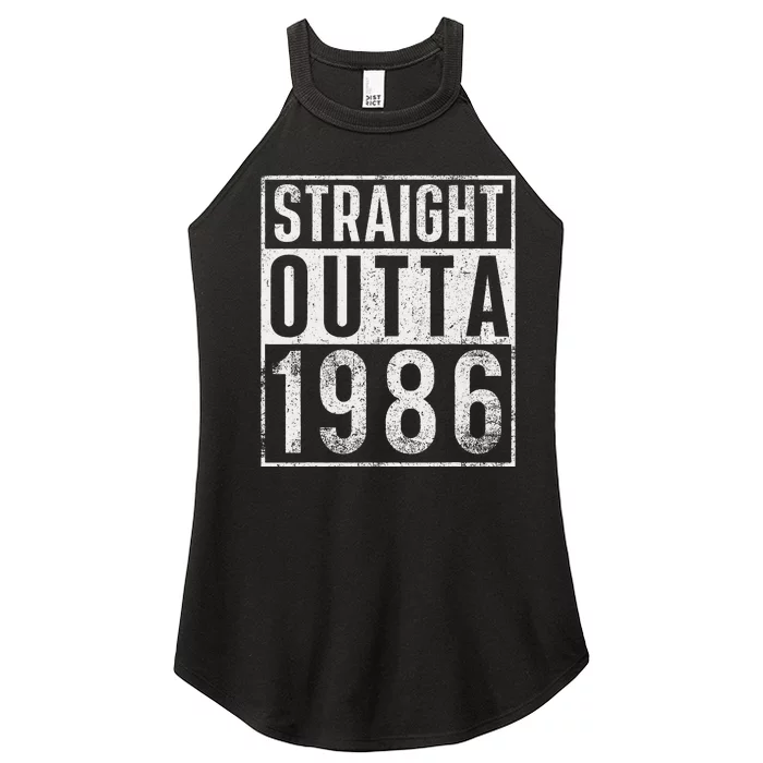 Straight Outta 1986 Year Of Birth Birthday Women’s Perfect Tri Rocker Tank