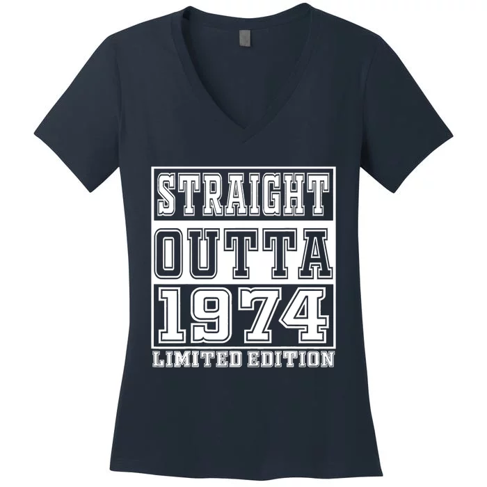 Straight Outta 1974 50th Birthday Gift For Men Women Women's V-Neck T-Shirt