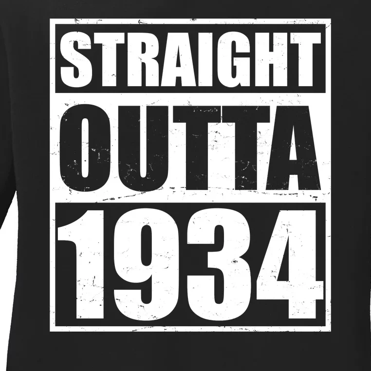 Straight Outta 1934 90th Birthday Ladies Long Sleeve Shirt