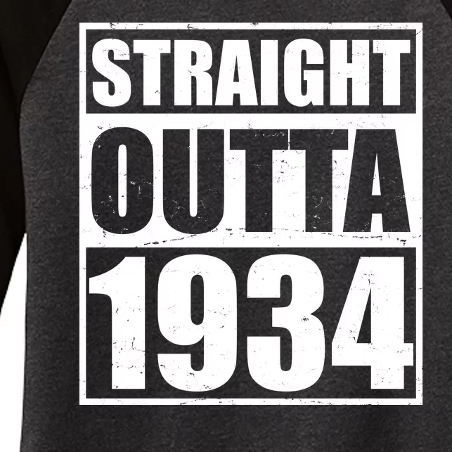 Straight Outta 1934 90th Birthday Women's Tri-Blend 3/4-Sleeve Raglan Shirt