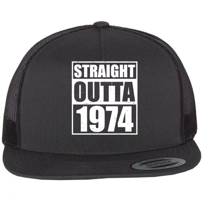 Straight Outta 1974 50th Birthday Flat Bill Trucker Hat