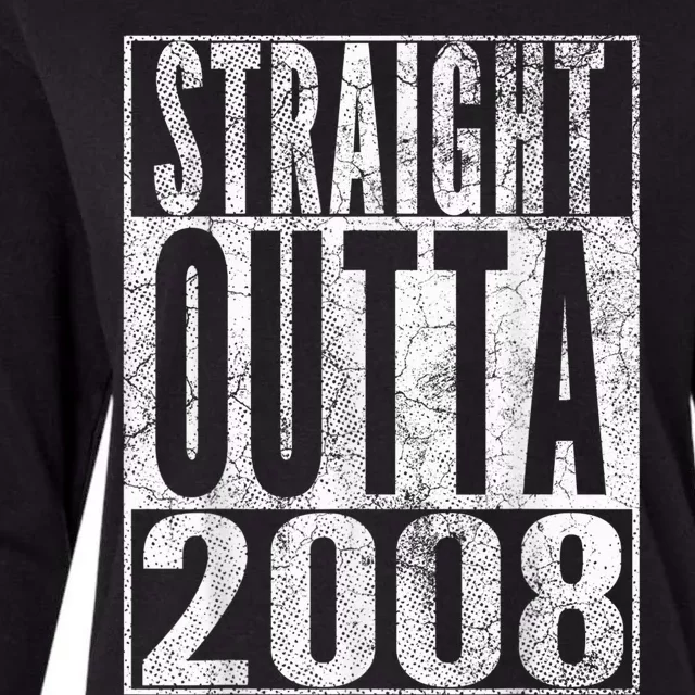 Straight Outta 2008 15th Birthday Present Gift 15 Years Old Womens Cotton Relaxed Long Sleeve T-Shirt