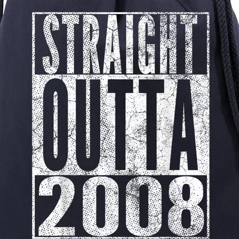 Straight Outta 2008 15th Birthday Present Gift 15 Years Old Drawstring Bag