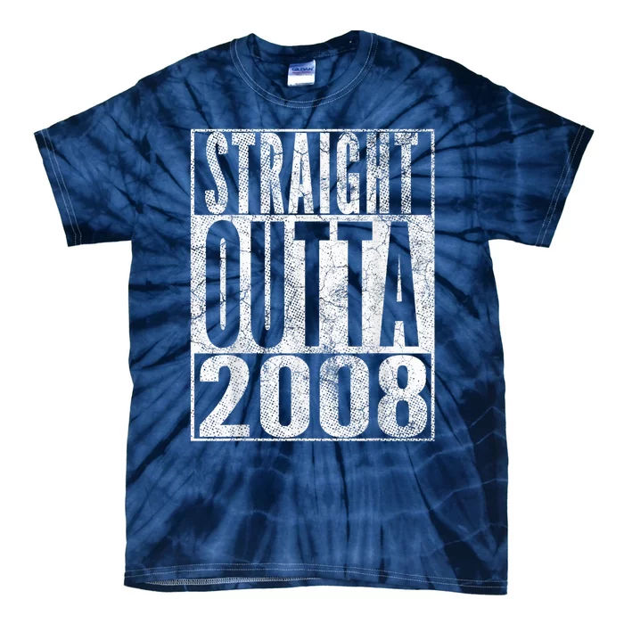 Straight Outta 2008 15th Birthday Present Gift 15 Years Old Tie-Dye T-Shirt