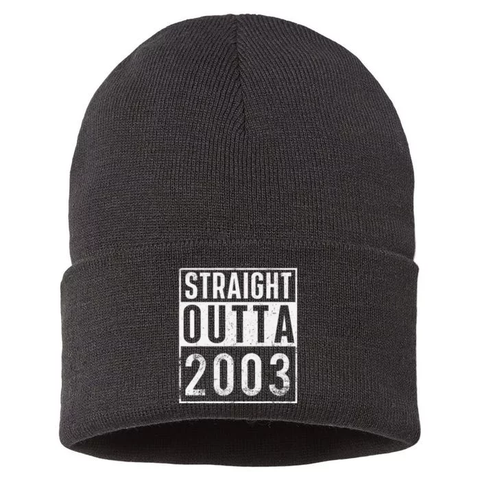 Straight Outta 2003 Year Of Birth Birthday Sustainable Knit Beanie