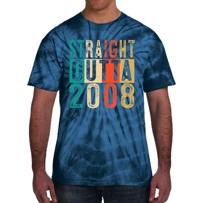 Straight Outta 2008 15 Years Old 15th Birthday Gift Tie-Dye T-Shirt