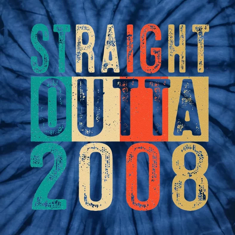 Straight Outta 2008 15 Years Old 15th Birthday Gift Tie-Dye T-Shirt