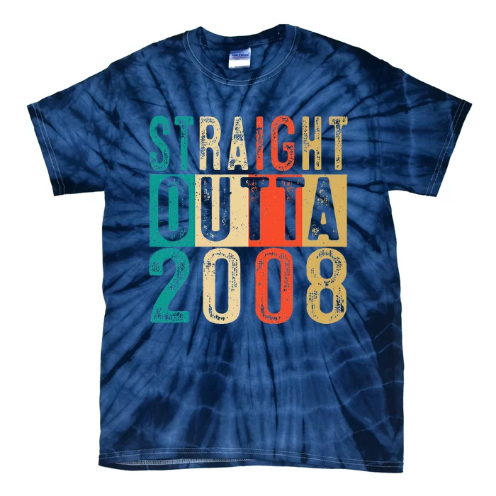 Straight Outta 2008 15 Years Old 15th Birthday Gift Tie-Dye T-Shirt