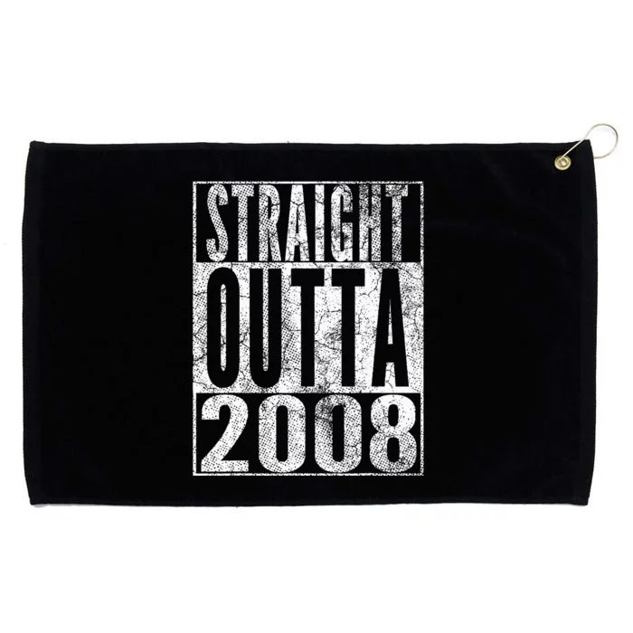 Straight Outta 2008 15th Birthday Gift 15 Years Old Grommeted Golf Towel