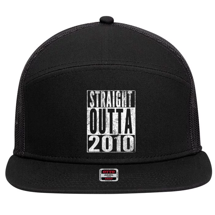 Straight Outta 2010 13th Birthday Gift 13 Years Old Kids 7 Panel Mesh Trucker Snapback Hat